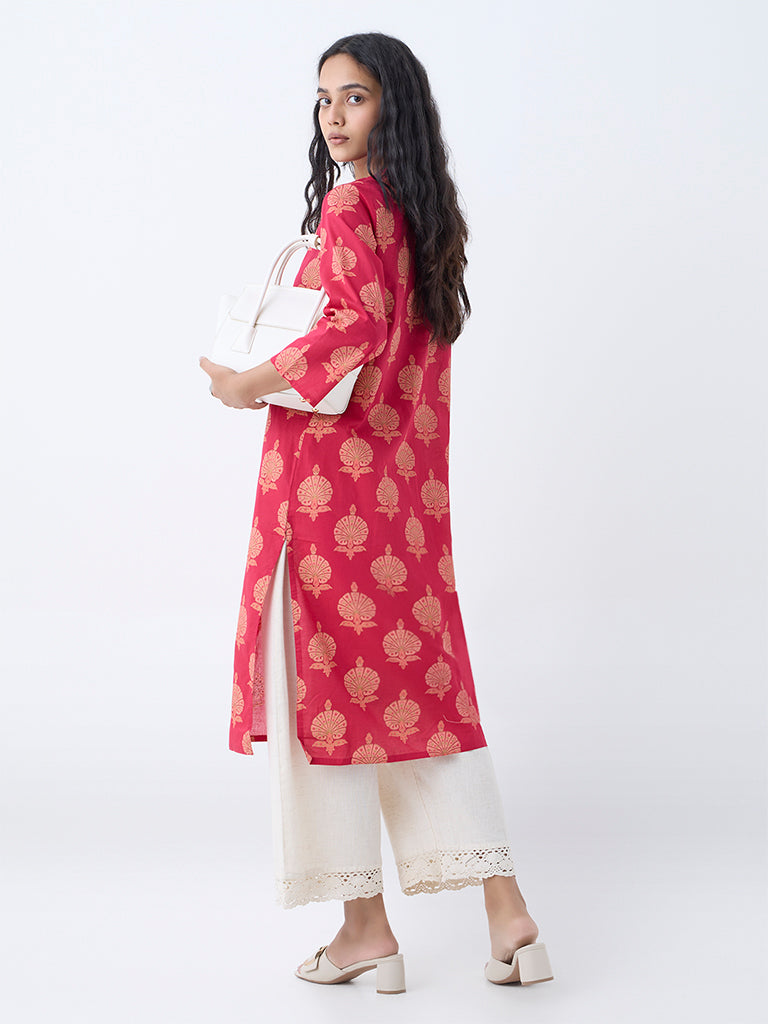Utsa Coral Printed Straight Cotton Kurta