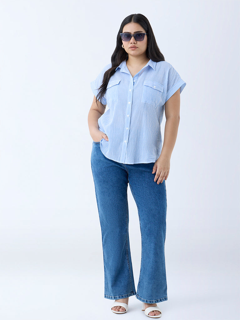 Gia Blue Stripe Cotton Shirt
