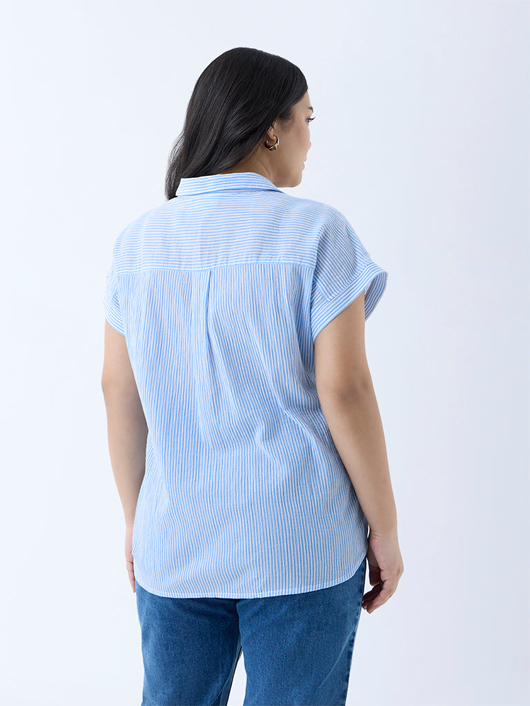 Gia Blue Stripe Cotton Shirt
