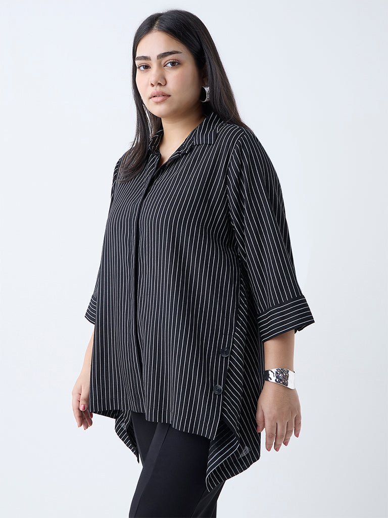 Gia Black Striped Blouse