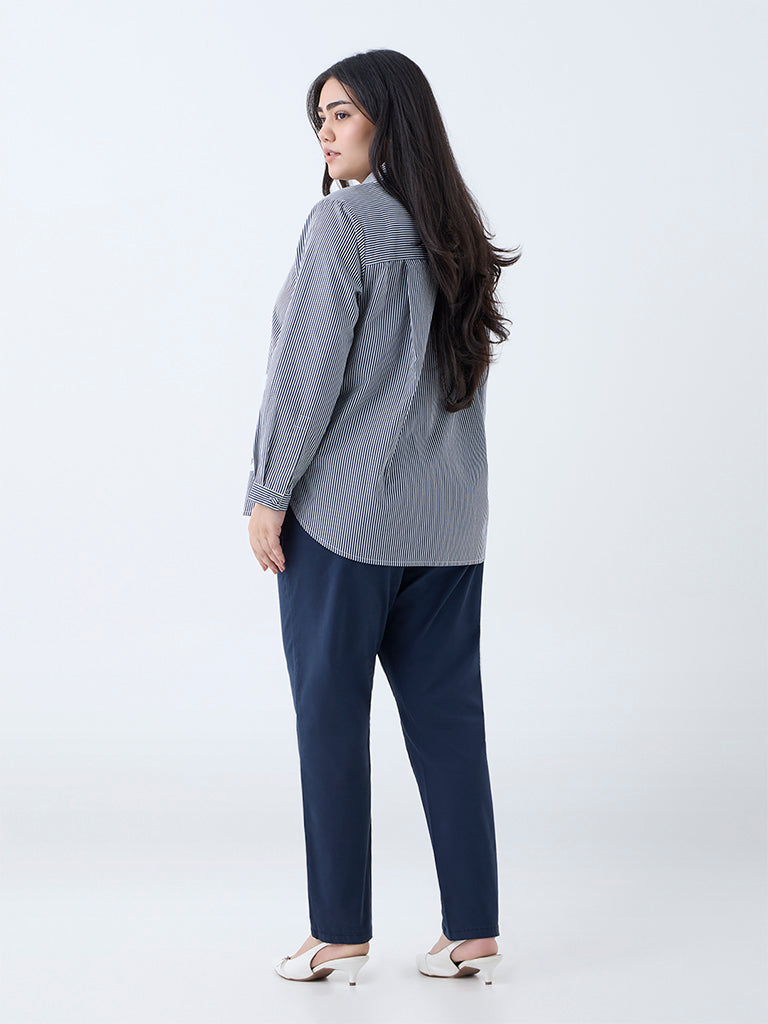 Gia Navy Solid High-Rise Cotton Jeggings
