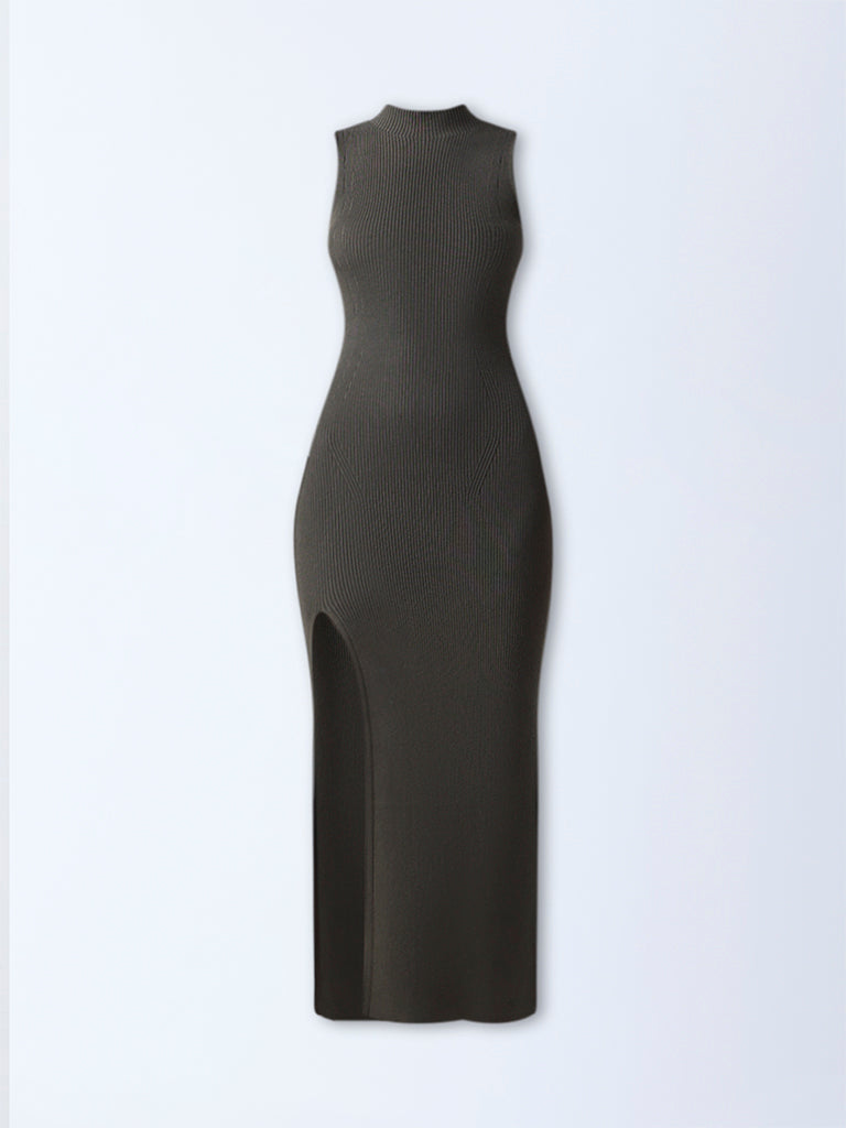Nuon Olive Ribbed Bodycon Dress