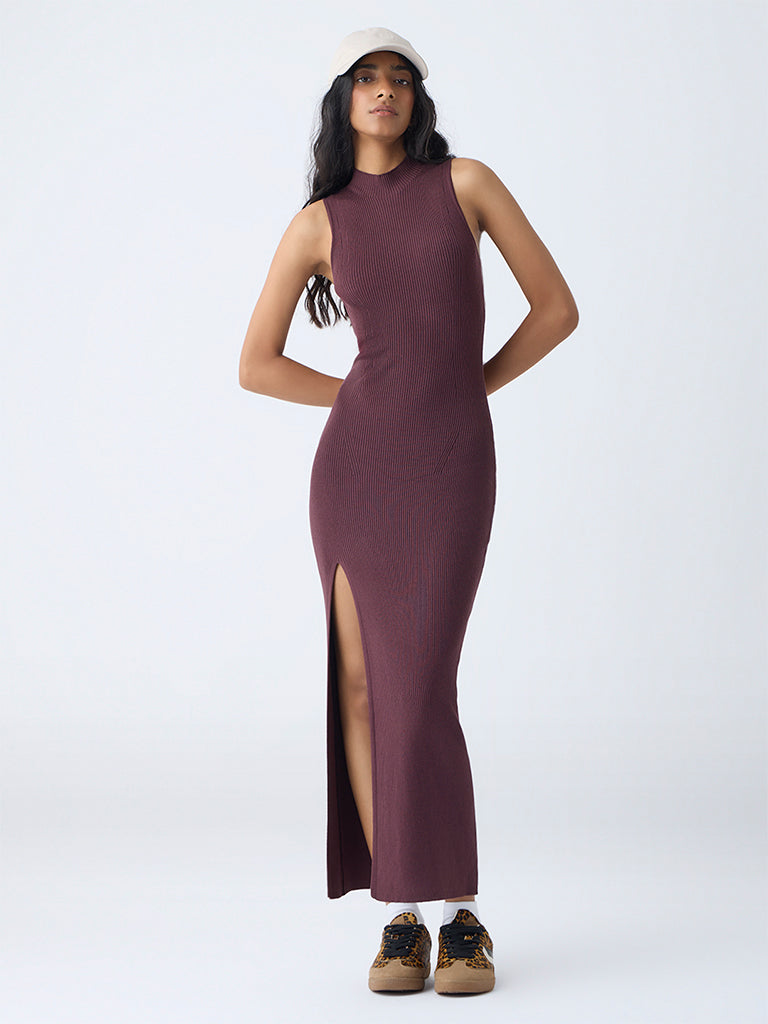 Buy Nuon Dark Brown Ribbed Bodycon Dress from Westside Buy Nuon Dark Brown Ribbed Bodycon Dress from Westside