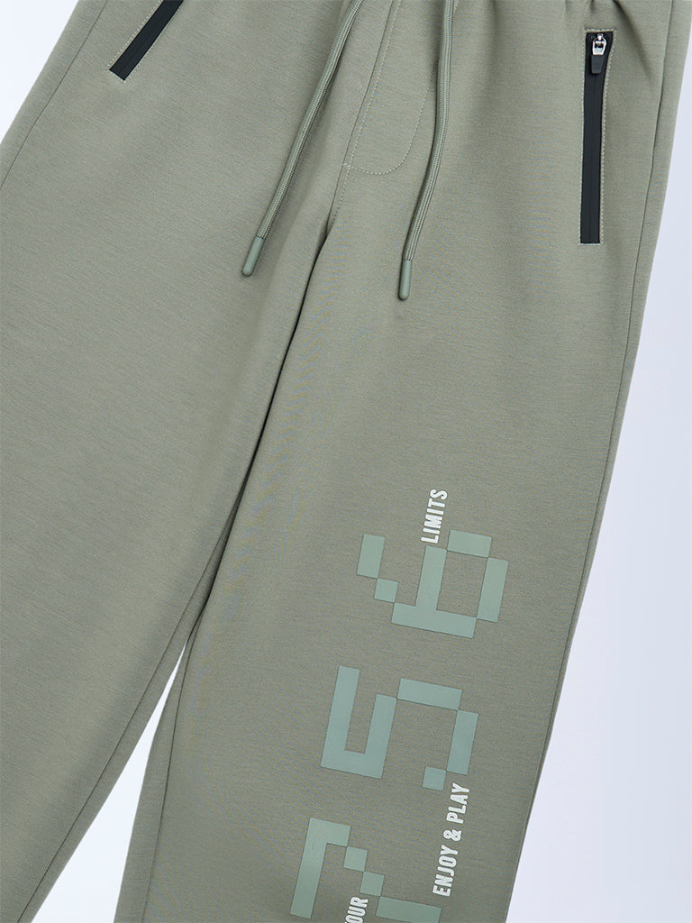 Boys Sage Printed Mid-Rise Pants