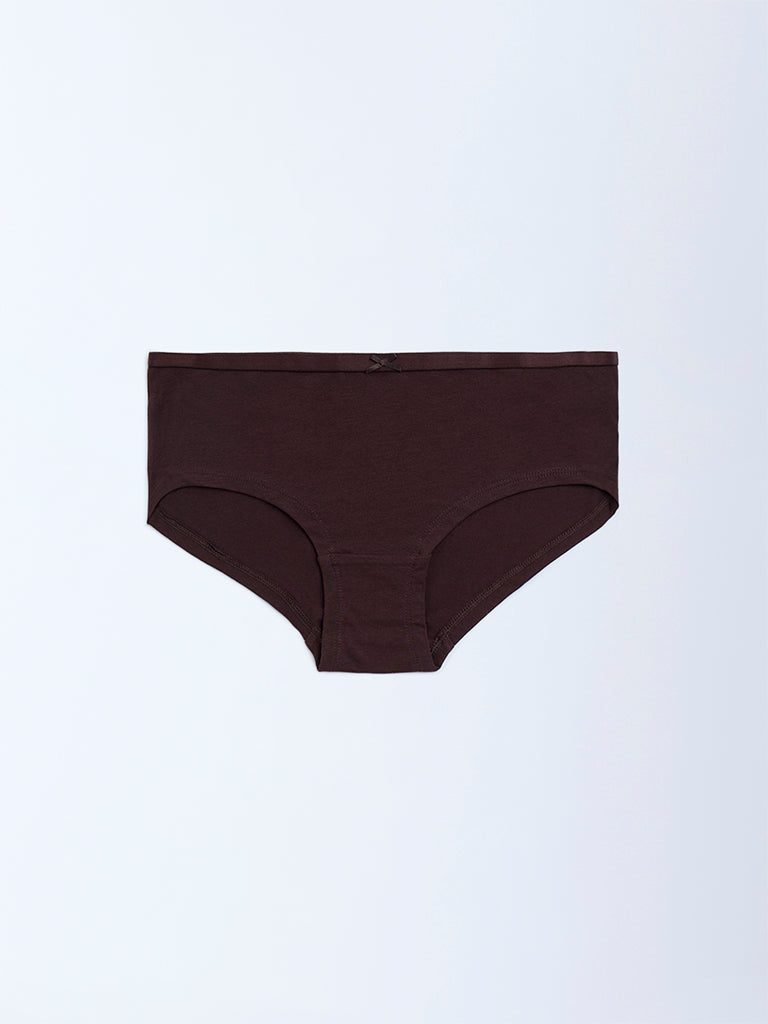 Wunderlove Dark Brown Cotton-Blend Briefs - Pack of 3