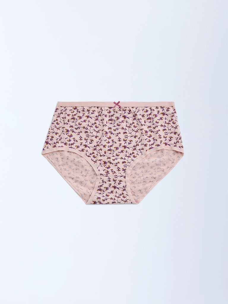 Wunderlove Violet Printed Cotton-Blend Briefs - Pack of 3