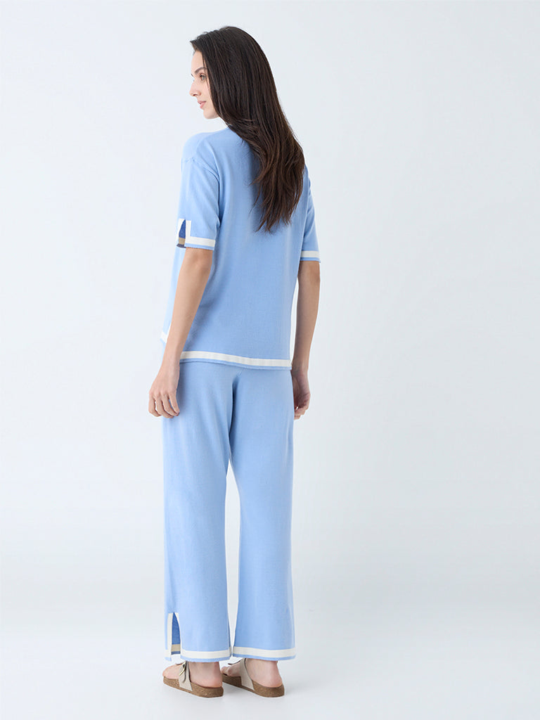 Wunderlove Light Blue Solid High-Rise Pants
