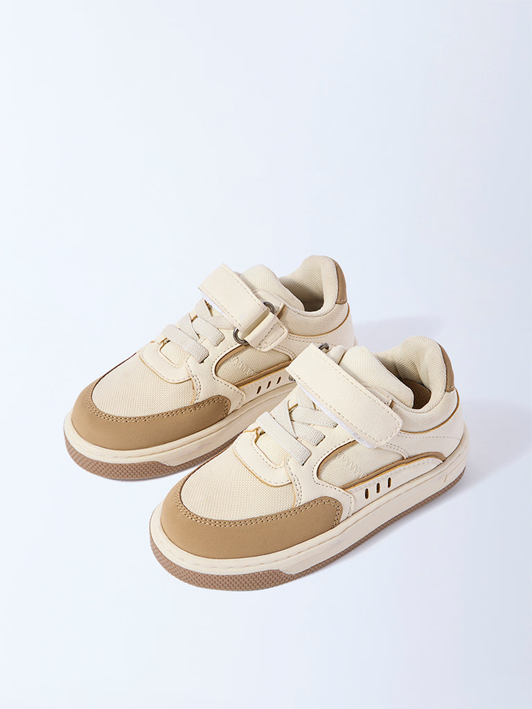 Yellow Beige Velcro-Strap Shoes
