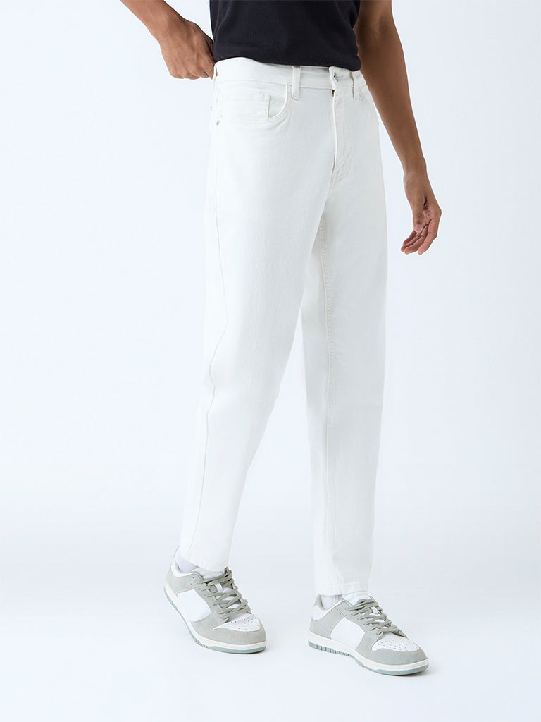 Nuon White Slim-Fit Mid-Rise Jeans