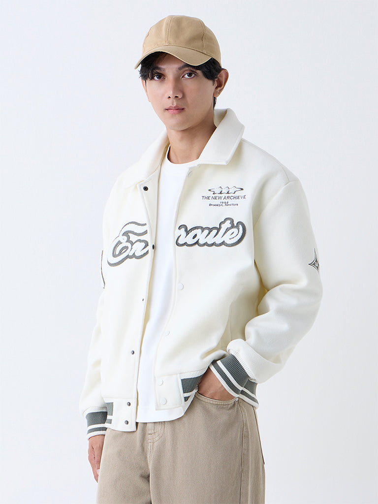 Nuon Off-White Typographic Relaxed-Fit Jacket