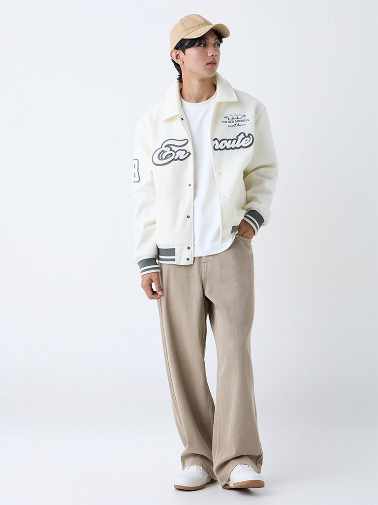 Nuon Off-White Typographic Relaxed-Fit Jacket