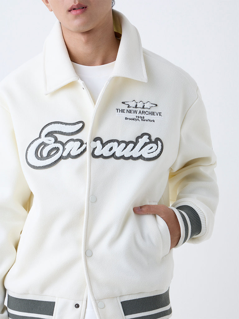 Nuon Off-White Typographic Relaxed-Fit Jacket