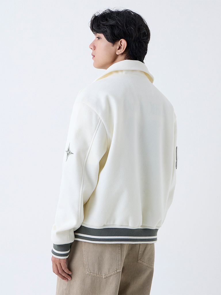 Nuon Off-White Typographic Relaxed-Fit Jacket