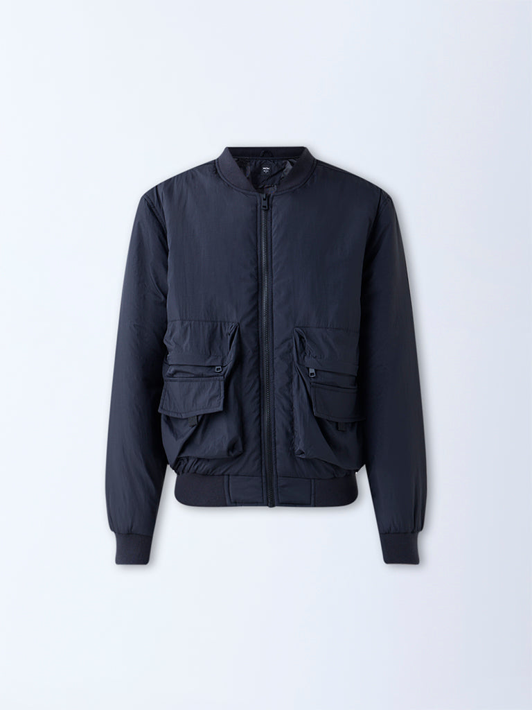Nuon Black Solid Relaxed-Fit Jacket