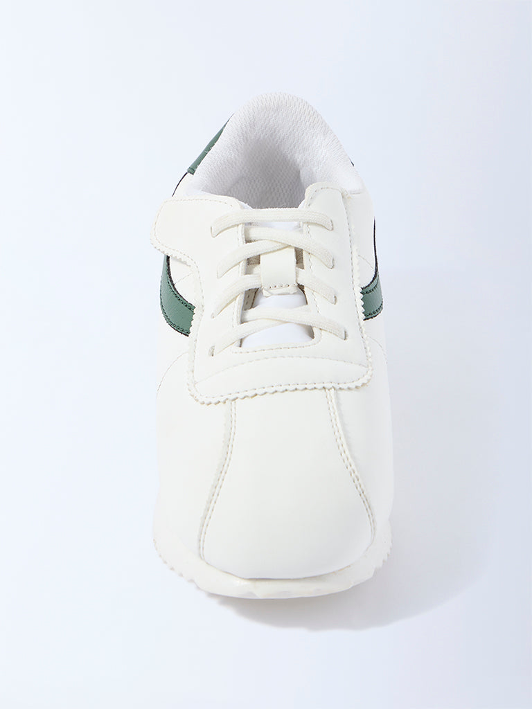 Yellow White Colour-Block Lace-Up Sneakers