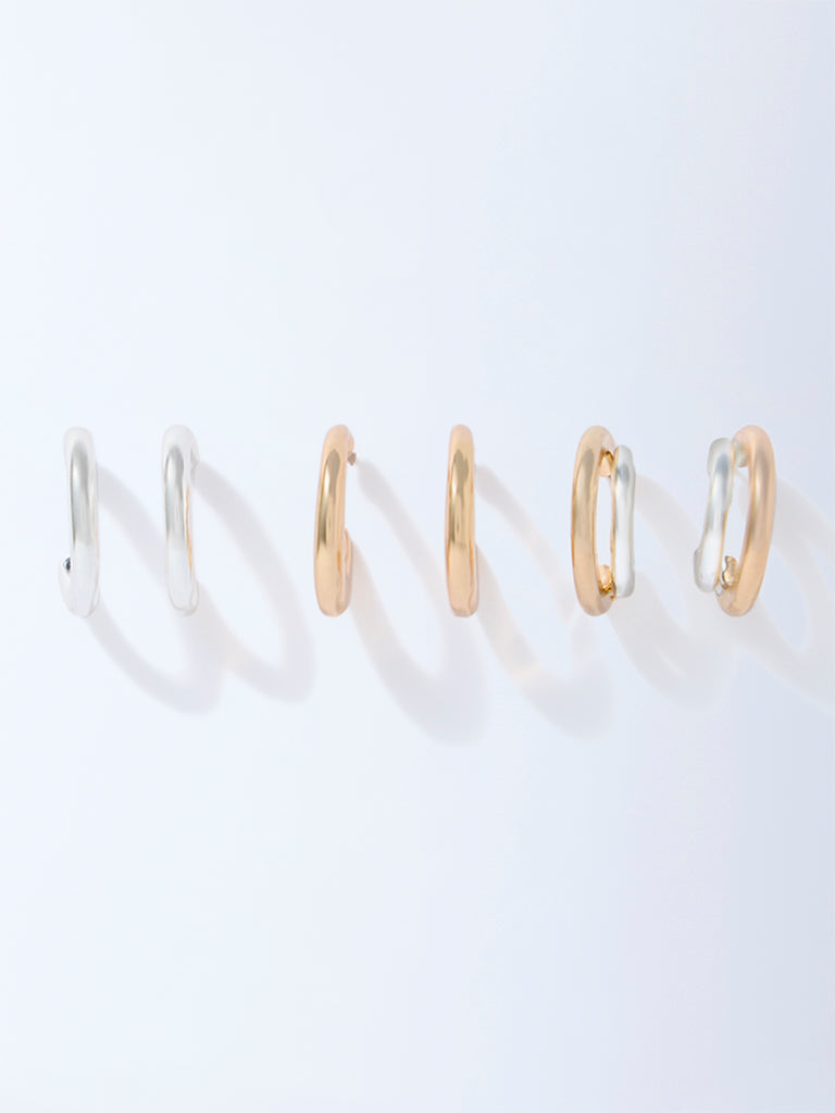 Buy Westside Accessories Gold Multi Hoop Earrings Set Pack of