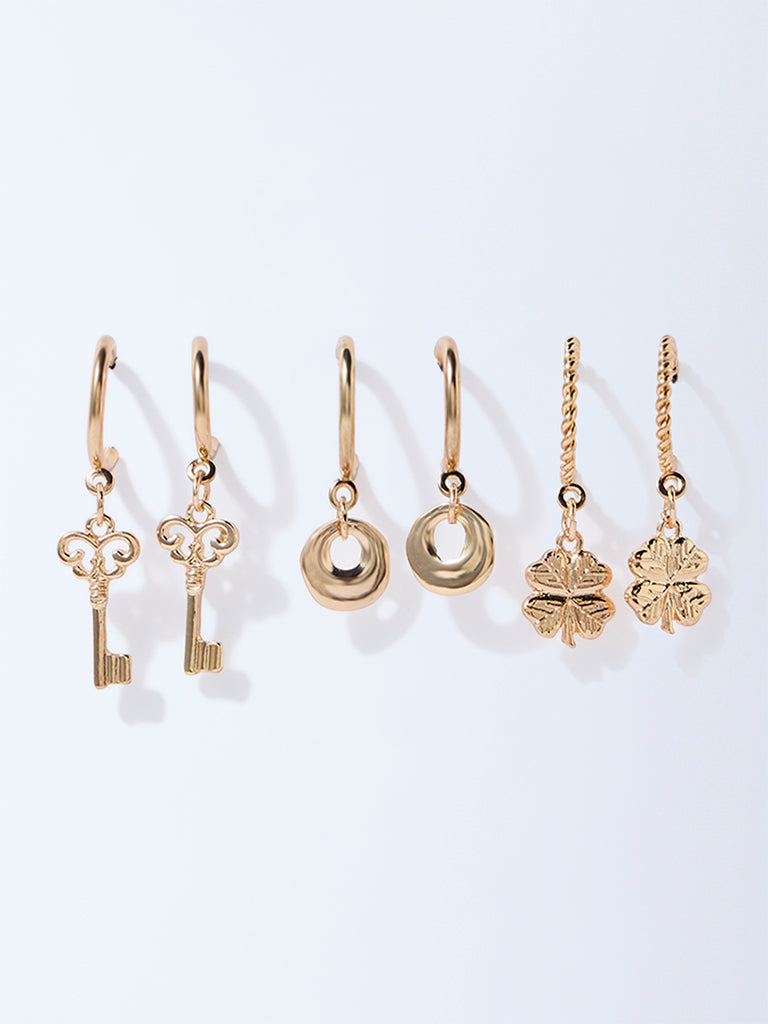 Buy Westside Accessories Gold Dangler Hoop Earrings Set Pack of