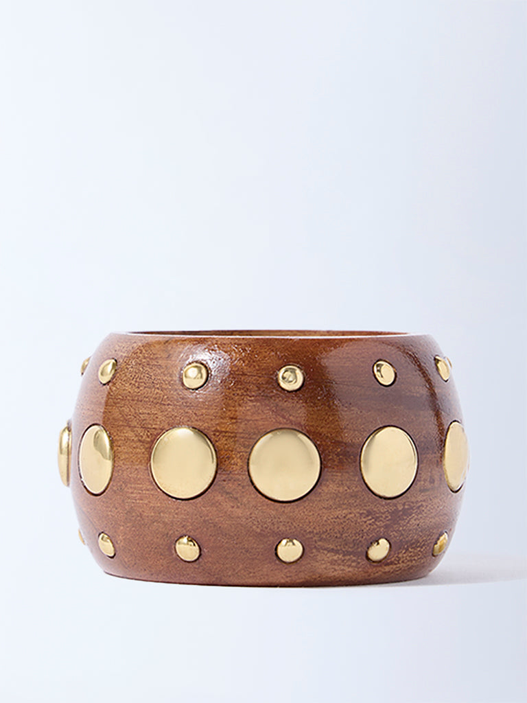 Westside Accessories Brown Stud Design Wooden Bangle