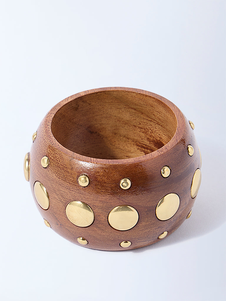 Westside Accessories Brown Stud Design Wooden Bangle