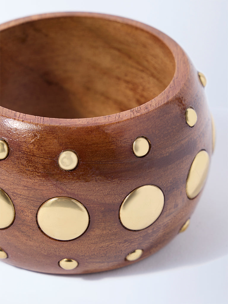 Westside Accessories Brown Stud Design Wooden Bangle