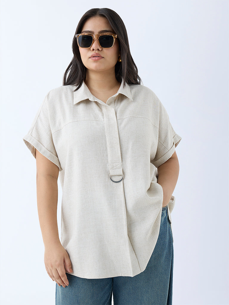 Westside Gia Women's Off-White Blouse for Casual Wear Front View