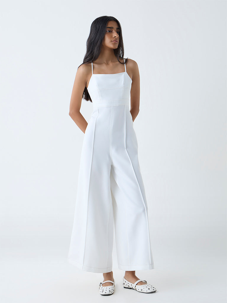 Buy Nuon White Cut-Out Detailed Jumpsuit from Westside