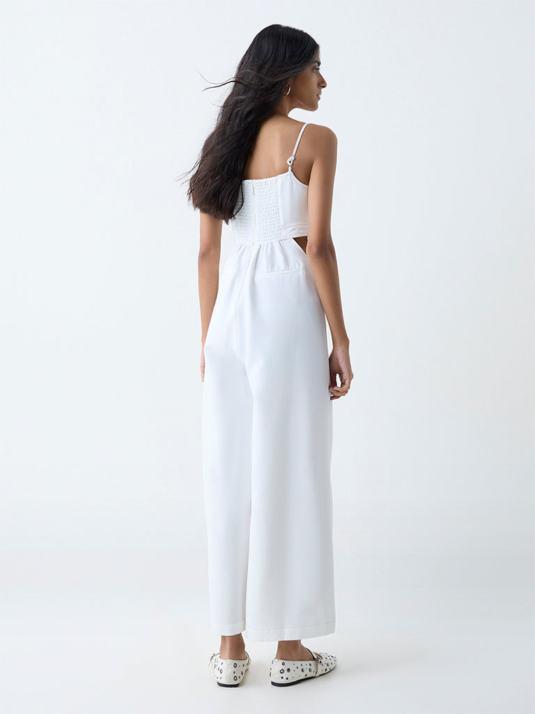 Nuon White Cut-Out Detailed Jumpsuit