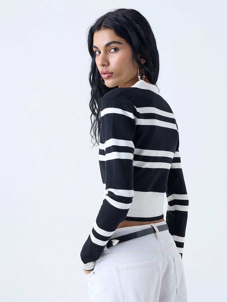 Nuon Black Stripe Printed Top