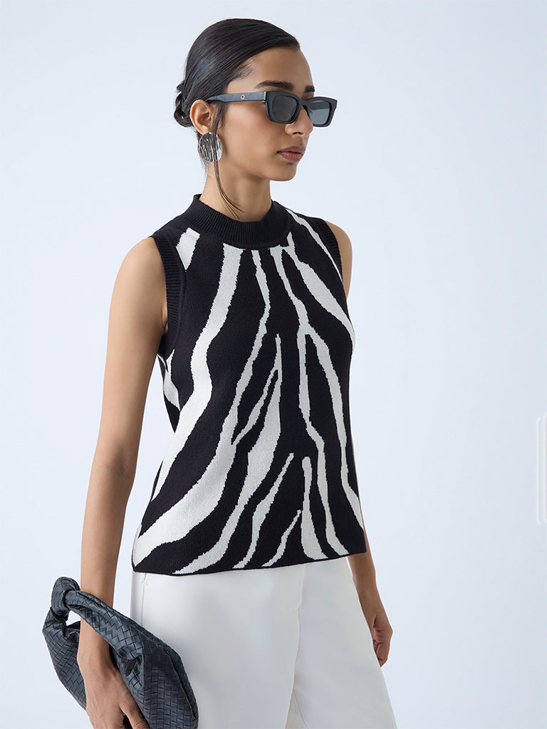Wardrobe White Animal Printed Cotton Top