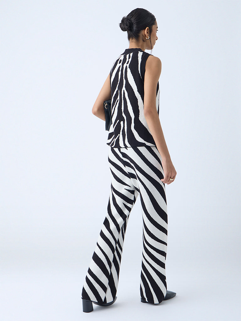 Wardrobe White Animal Printed High-Rise Cotton Pants