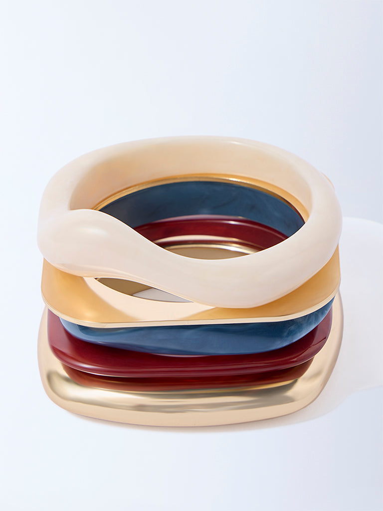 Westside Accessories Multicolour Resin and Metal Bangle Set - Pack of 5