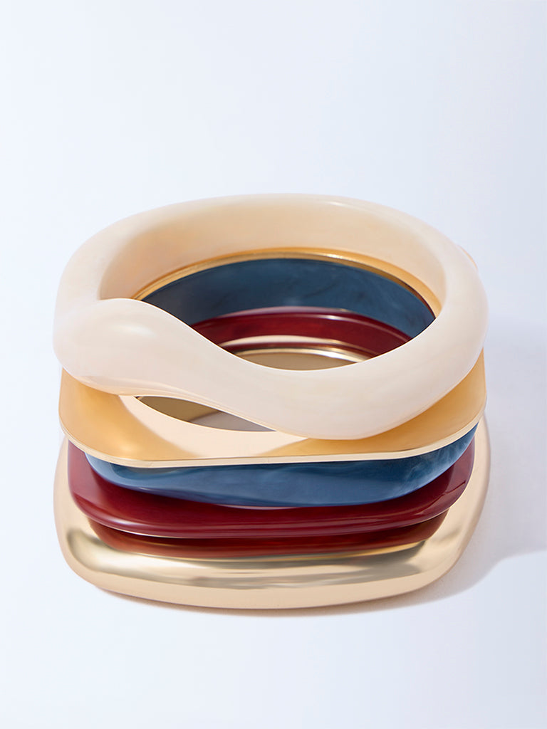 Westside Accessories Multicolour Resin and Metal Bangle Set - Pack of 5