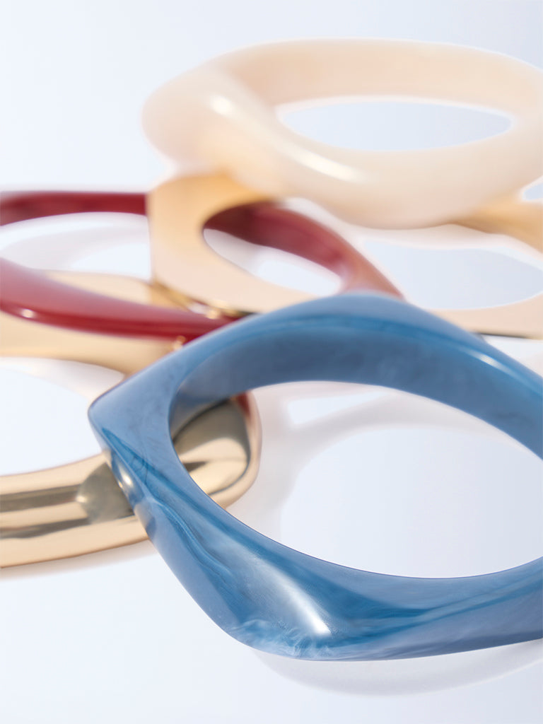 Westside Accessories Multicolour Resin and Metal Bangle Set - Pack of 5