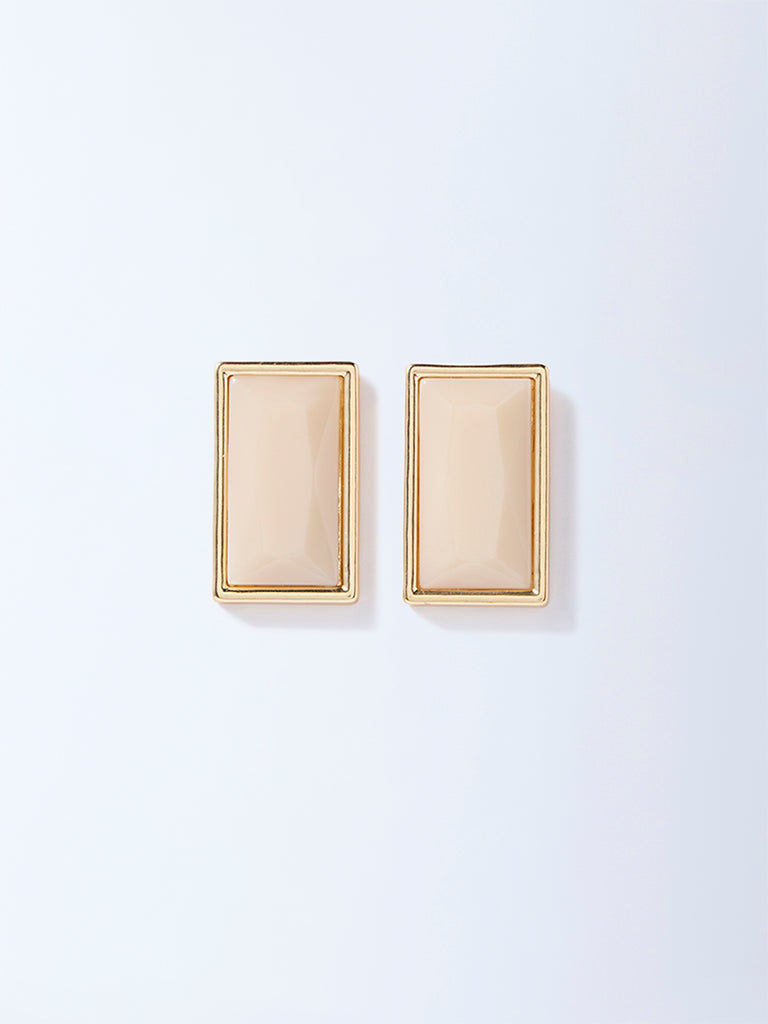 Westside Accessories Beige Resin-Detailed Stud Earrings
