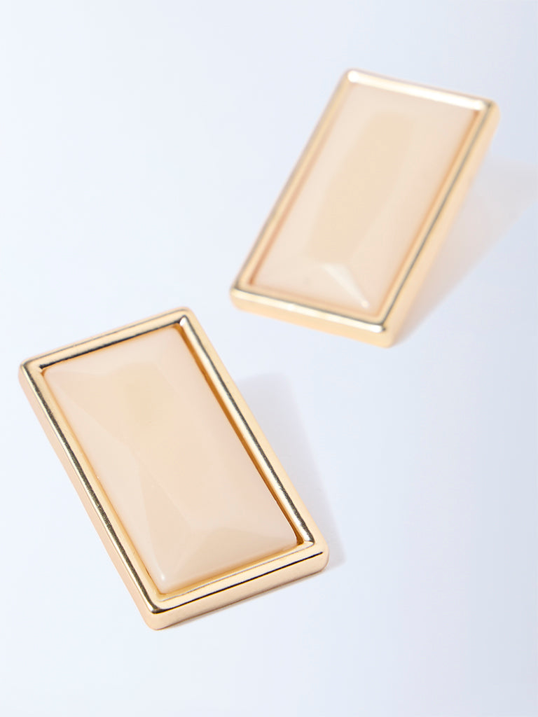 Westside Accessories Beige Resin-Detailed Stud Earrings