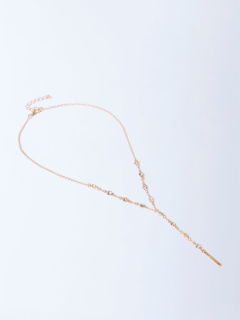 Westside Accessories Gold Embellished Y-Chain Necklace