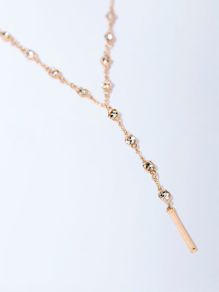 Westside Accessories Gold Embellished Y-Chain Necklace