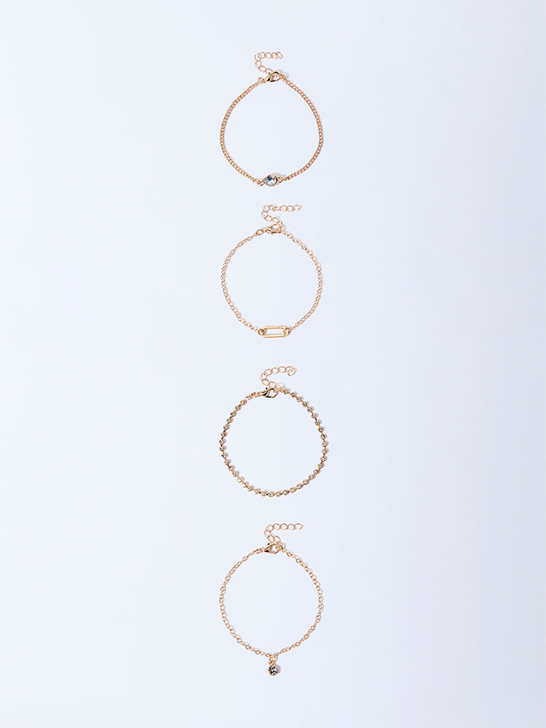 Westside Accessories Gold Embellished Chain Bracelet Set - Pack of 4