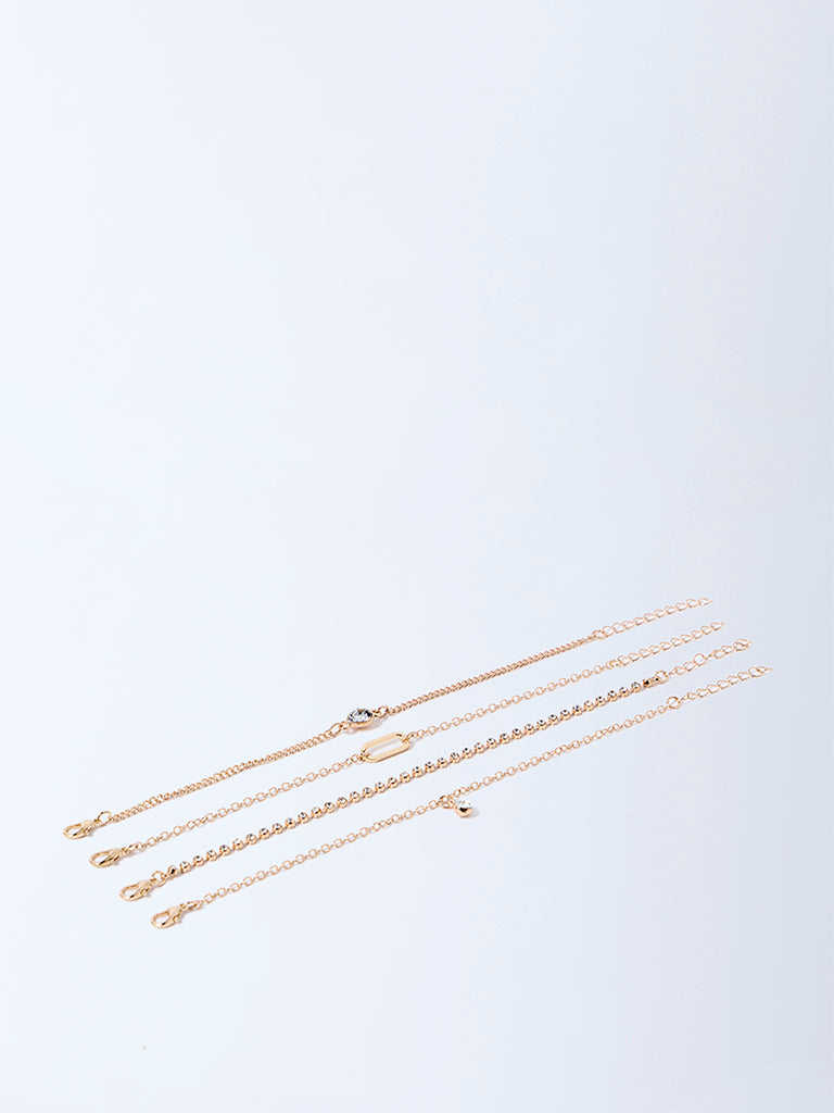 Westside Accessories Gold Embellished Chain Bracelet Set - Pack of 4