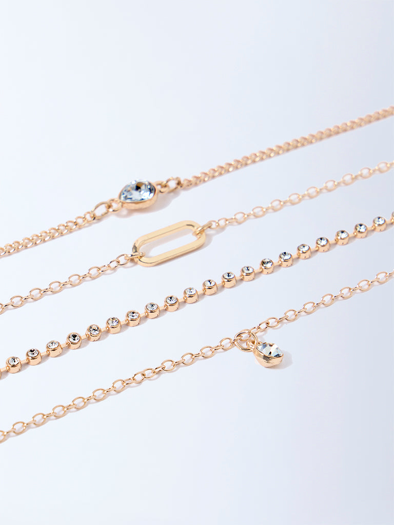 Westside Accessories Gold Embellished Chain Bracelet Set - Pack of 4