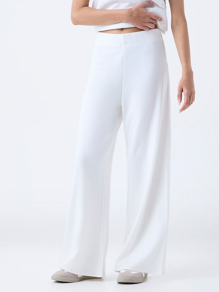 LOV White Wide-Leg High-Rise Trousers