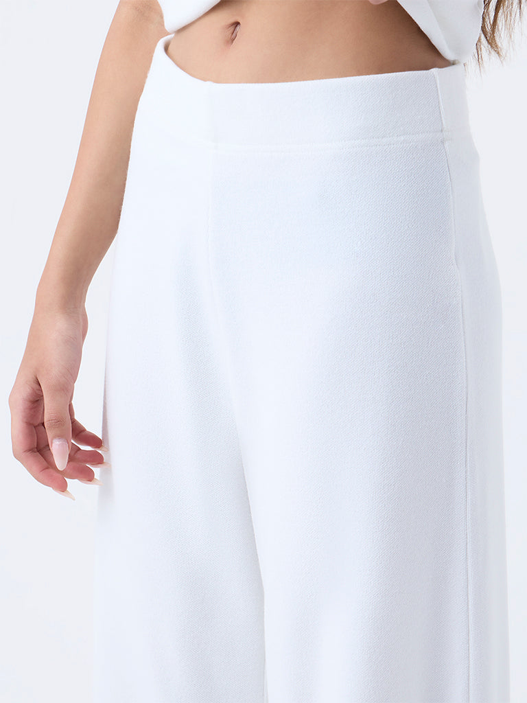 LOV White Wide-Leg High-Rise Trousers