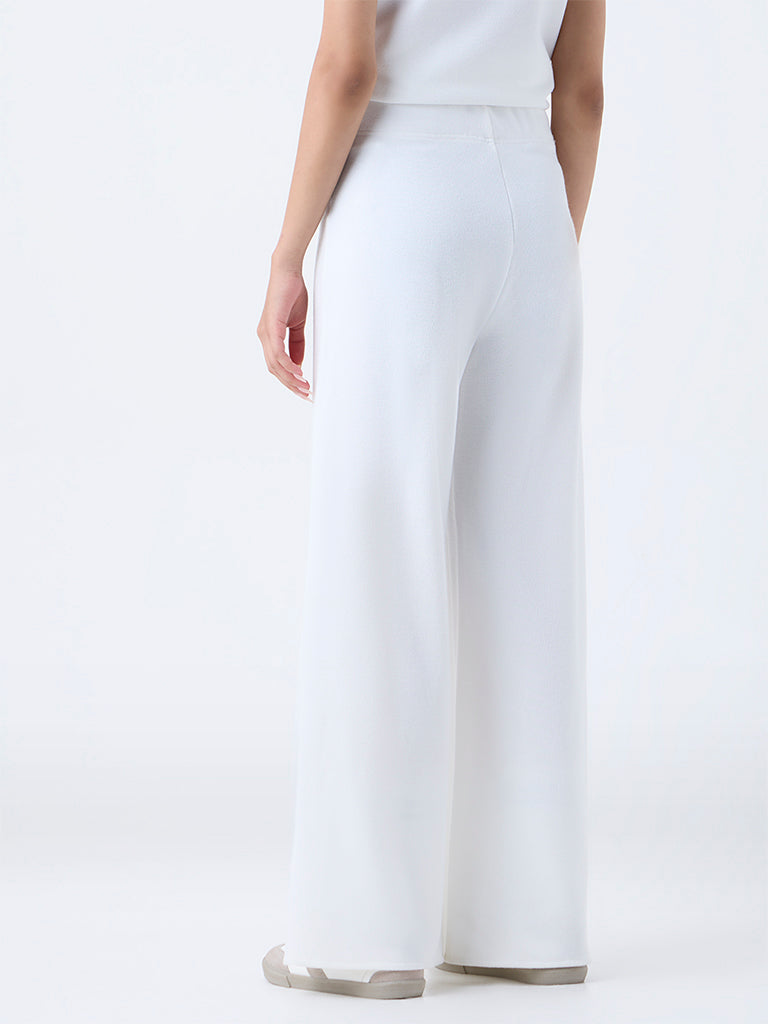 LOV White Wide-Leg High-Rise Trousers