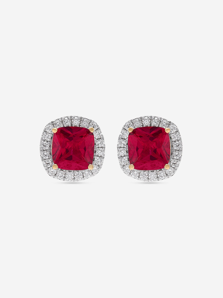 Westside X Pome Cushion Ruby Lab Diamond Stud Earrings