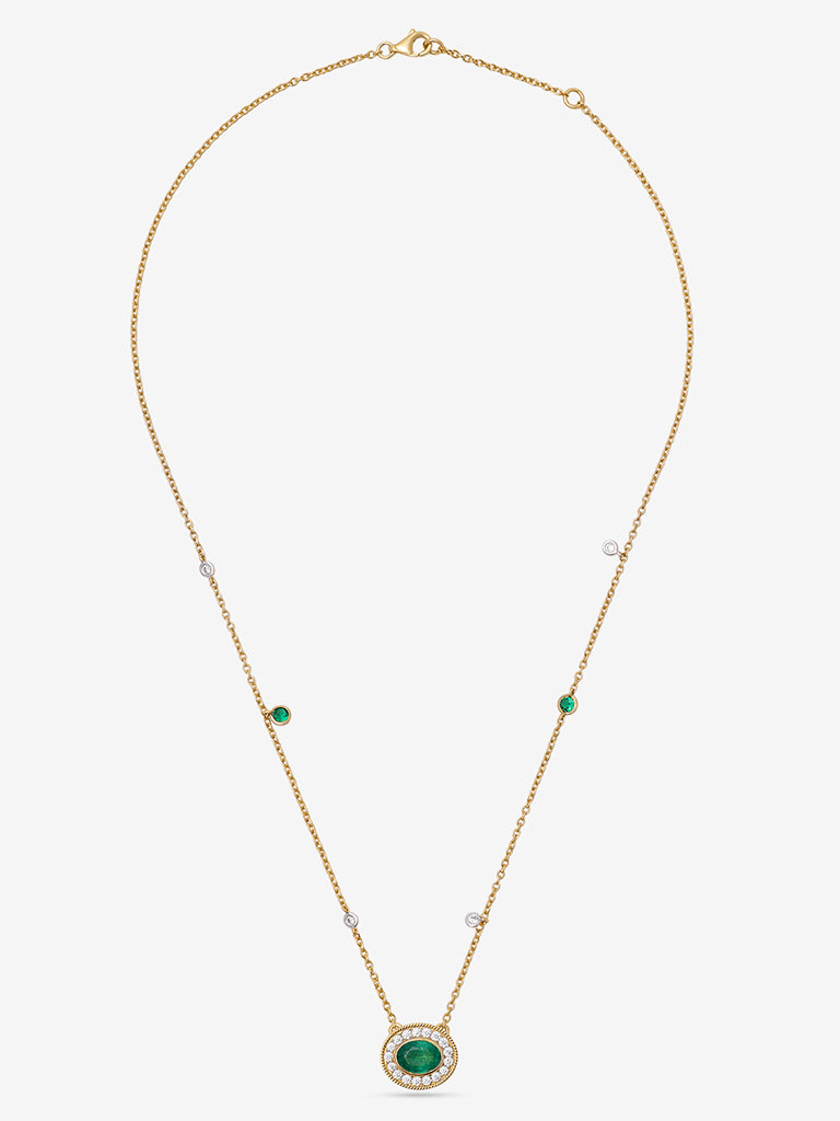 Westside X Pome Emerald Halo Lab Diamond Pendant Necklace