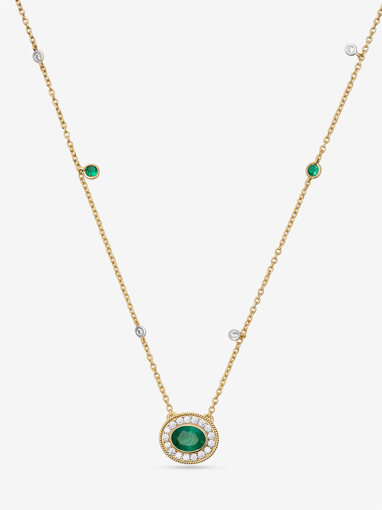 Westside X Pome Emerald Halo Lab Diamond Pendant Necklace