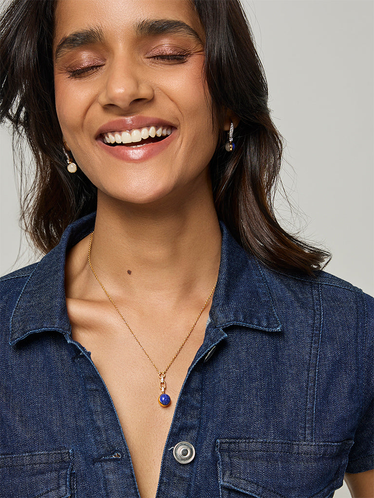 Westside X Pome Dual Charm Lapis & Moonstone Necklace