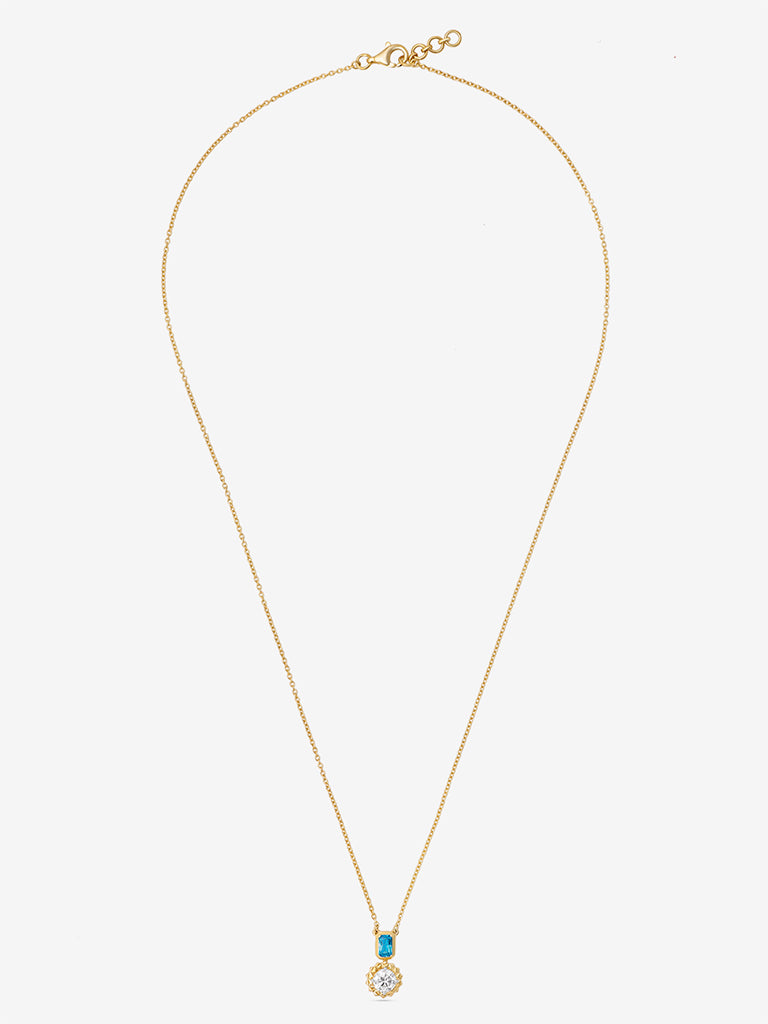 Westside X Pome Aqua Baguette & Sunburst Diamond Pendant Necklace
