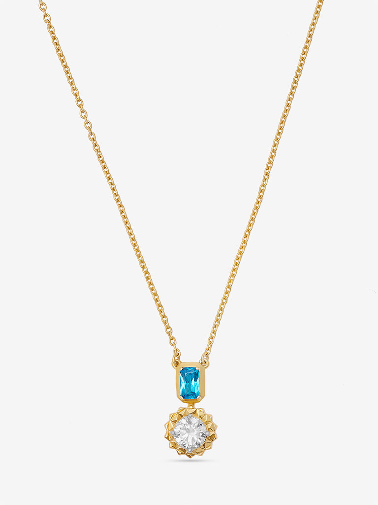 Westside X Pome Aqua Baguette & Sunburst Diamond Pendant Necklace