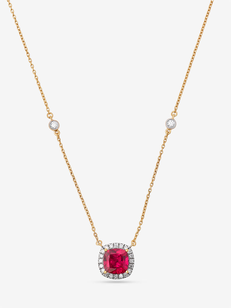 Westside X Pome Cushion-Cut Ruby Lab Diamond Pendant Necklace